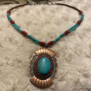 Treska red and turquoise necklace